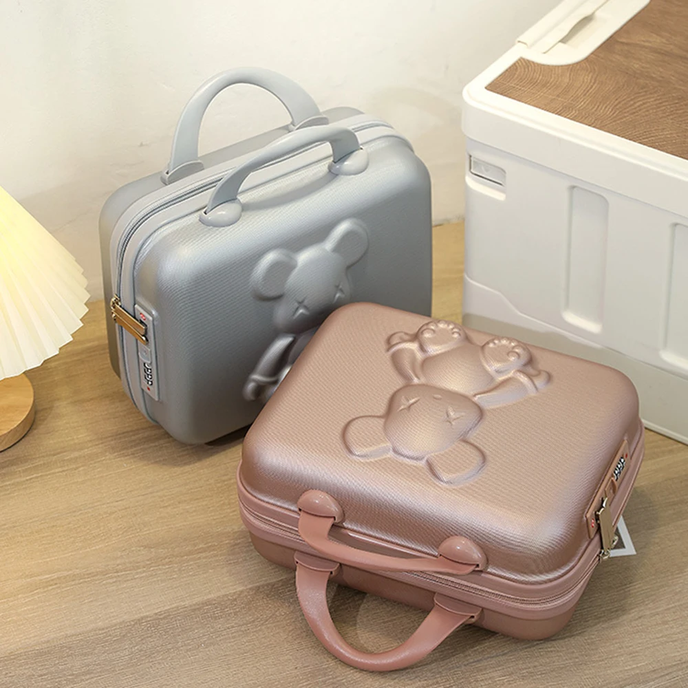 Cartoon Bear Mini Portable Carrying Suitcase Waterproof 14 Inch Gift Cosmetic Box Small Boarding Case Travel Rolling Luggage