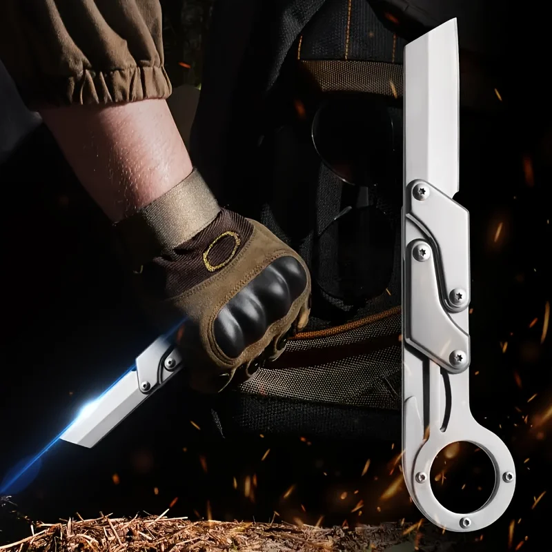 

1pc Multifunctional Folding Knife, Stainless Steel Pocket Knife, Creative Deformation Knife, Outdoor Survival Knife EDC Tools