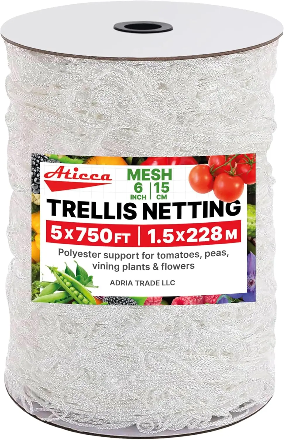

Trellis Netting 5 x 750 ft Heavy Duty Polyester Plant Support Netting White - 6 Inch Garden Rope Trellis on Roll - Mesh Twine fo