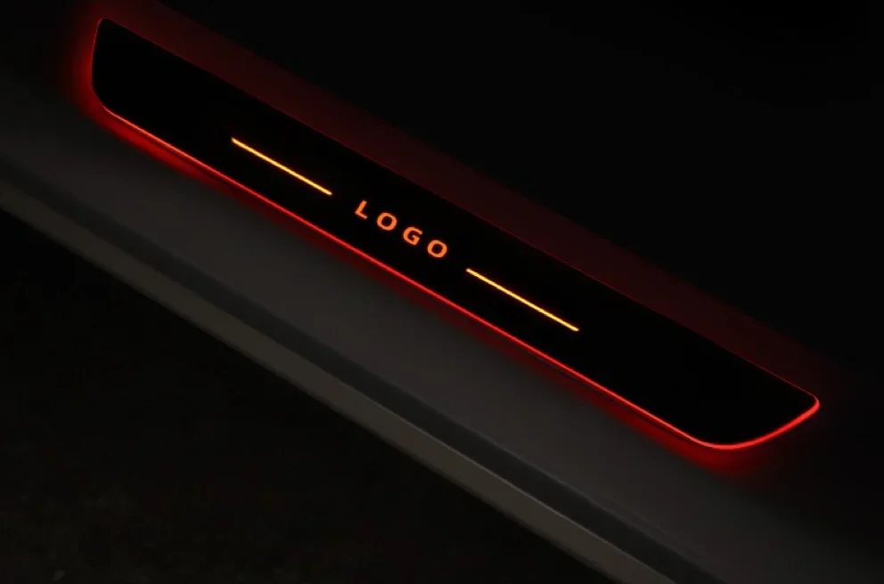 # Hot Sales Custom Logo 4pcs Acrylic Material Welcome Mood LED Light USB Charging Colorful Welcome Pedal Logo Flash Step Light D