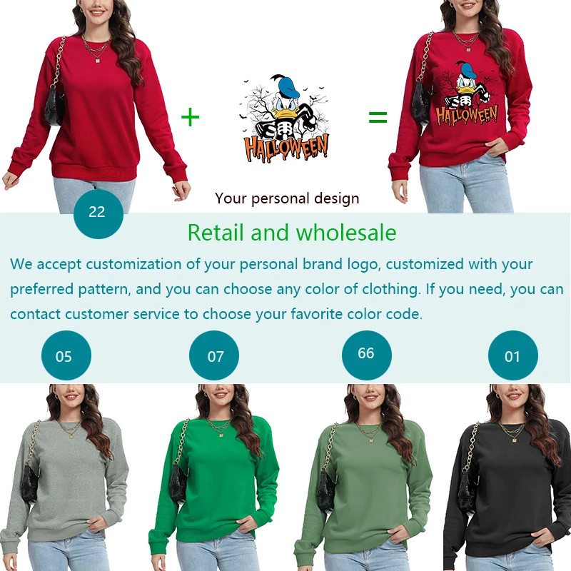 Halloween Cartoon Woman Clothing Long Sleeve Y2k  Sleep Lounge Pullover Skeleton Tops Clothes Sleep Tops Ladies Logo customized