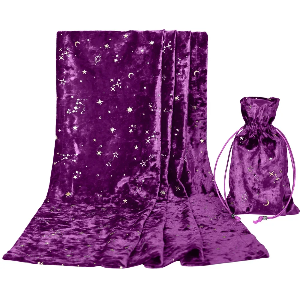 Starry Sky Tarot Tablecloth with Card Bag - 69x69cm Velvet Material Table Party Top Items Vintage Interior Supplies Cloth Cover