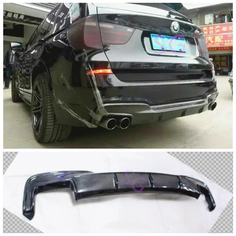 

Fits For BMW X3 X3M F25 2014 2015 2016 2017 Real Carbon Fiber Car Rear Bumper Lip Diffuser Trunk Spoiler Body Kit Protector