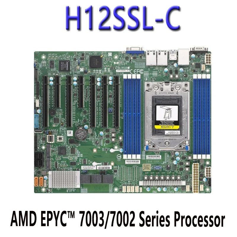 

H12SSL-C ДЛЯ материнских плат Supermicro DDR4-3200 МГц, AMD EPYC ™ Процессор серии 7003/7002, протестирован перед отправкой