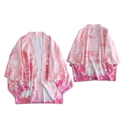 Kadın erkek japon Streetwear plaj Yukata 2023 asya giyim pembe baskı havai gömleği geleneksel hırka Haori Kimono