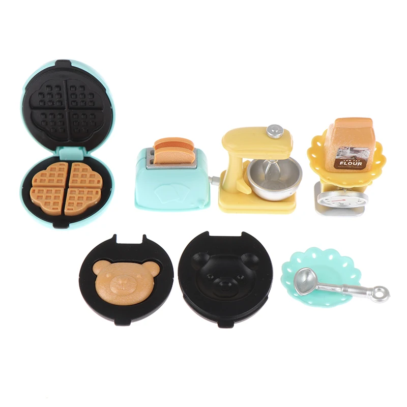 1Set 1:12 Dollhouse Mini Bread Machine Toaster Whisk Weigh Plate Food Kitchen Set