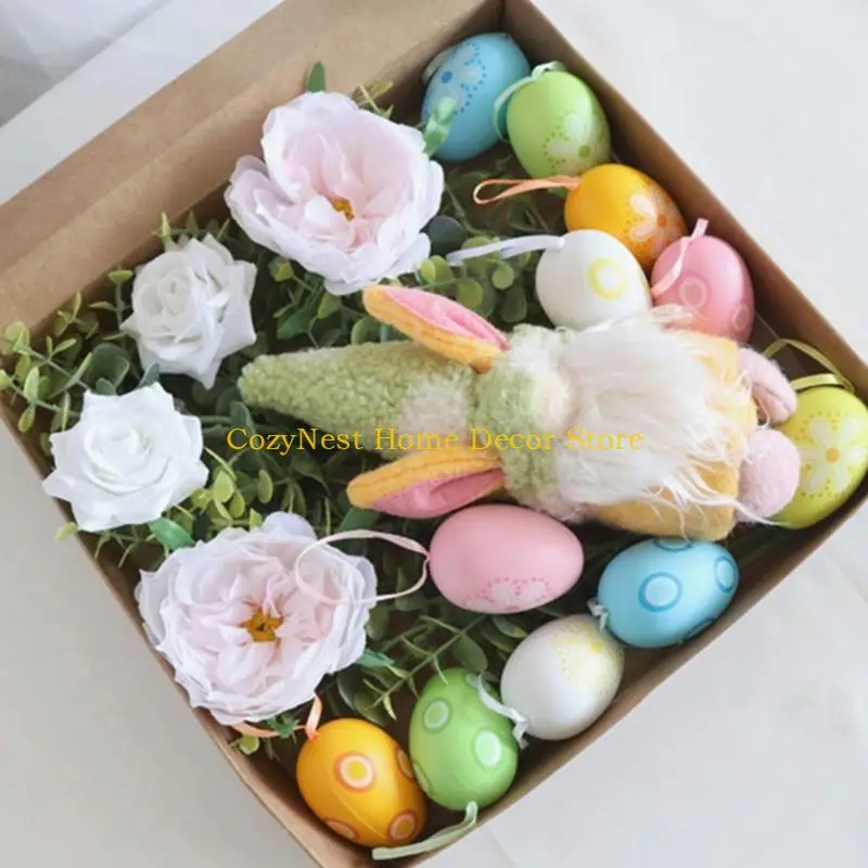 92MF Easters Rabbit Eggs Chick Flowers Set Easters Rabbit and Eggs Charm for Kids DIY Decorations and Classroom Activities
