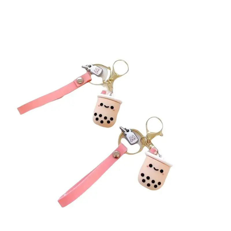 Milchtee-Schlüsselanhänger, Cartoon-Taschenanhänger, Rucksack-Hängedekoration, niedlich geformter Charm, modisches Accessoire für Geldbörse, Handtasche, Rucksack – Detail 8
