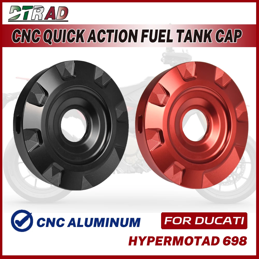 

For DUCATI Hypermotard 698 Mono RVE 2024 2025 Accessories CNC Aluminum Quick Action Keyless Fuel Tank Cap Gas Oil Petrol Cover