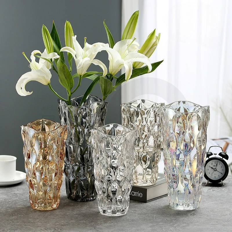 Nordic Light Luxury Ins Windshield Vase High Sense Internet Celebrity Transparent Living Room Home Decoration Ornament Lily Flow