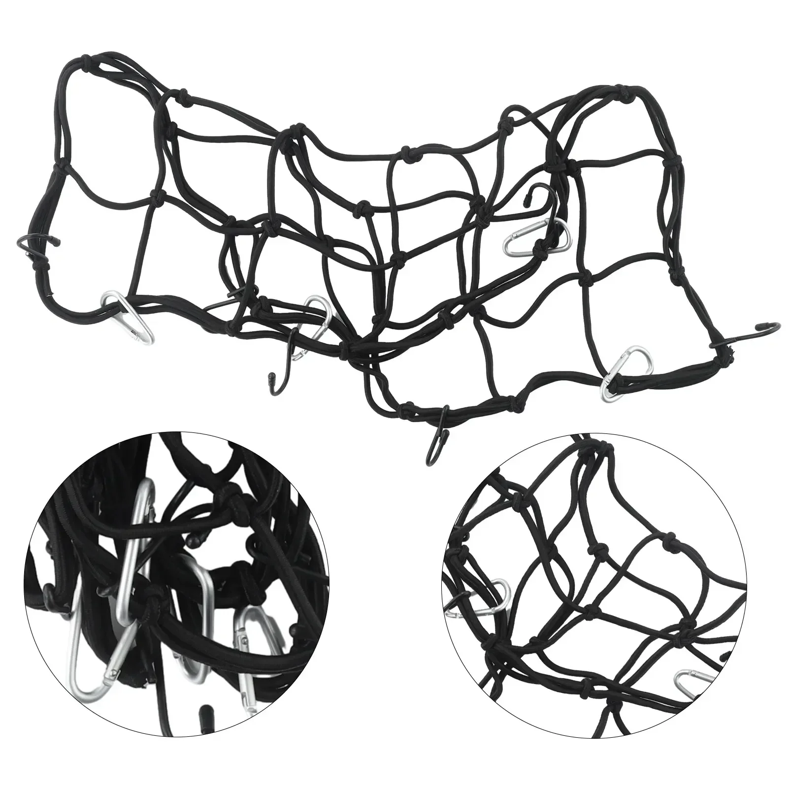 

DIY Accessories Kayak Deck Net Bag 40x40 Cm Black Cargo Net Elastic Cord M5*16 Pad Eyes 15.75x15.75 Inch Brand New