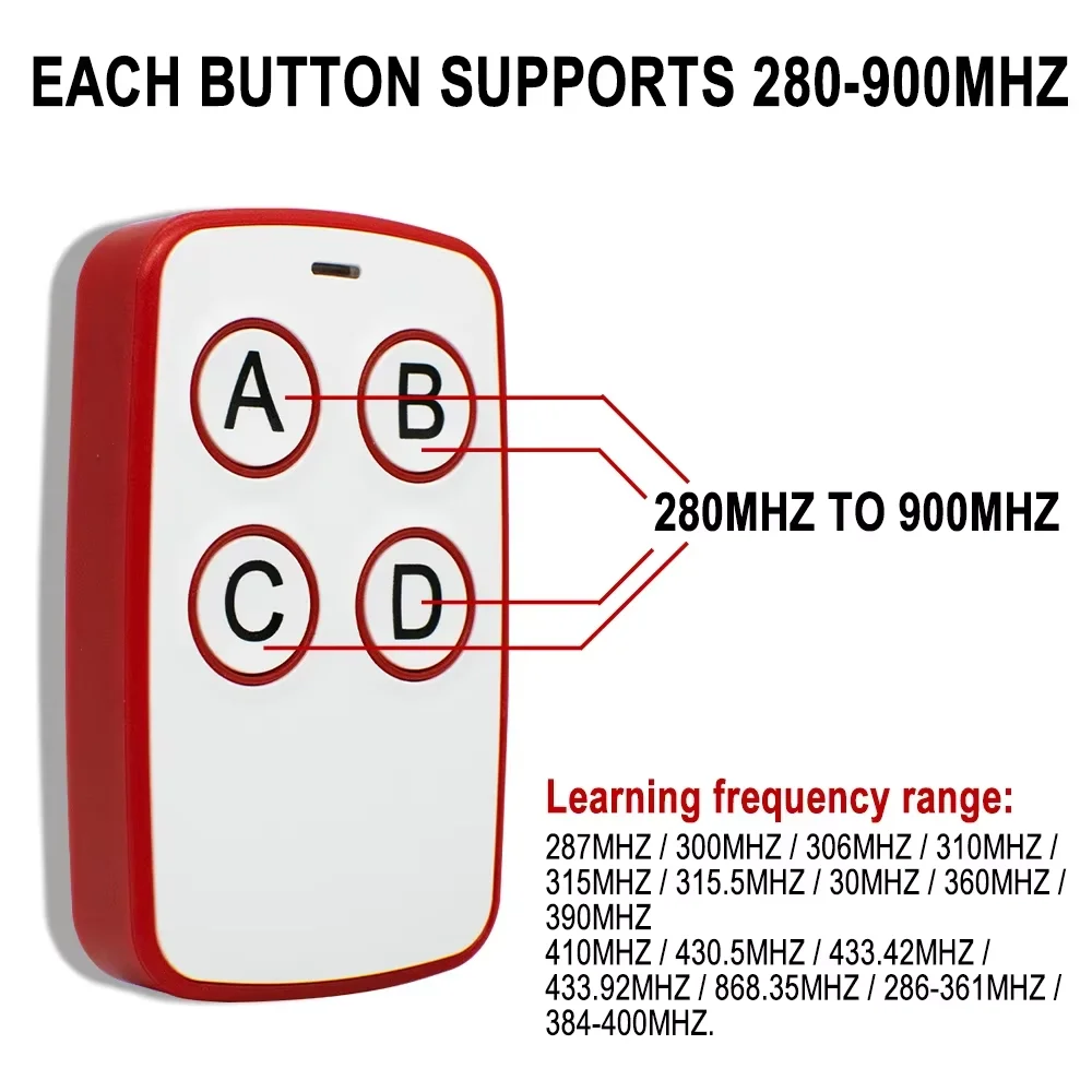 Universal Garage Door RF Remote Control Duplicator 280-868MHz Code Grabber Clone 433.92MHz Gate Key Fob Command Hand Transmiter
