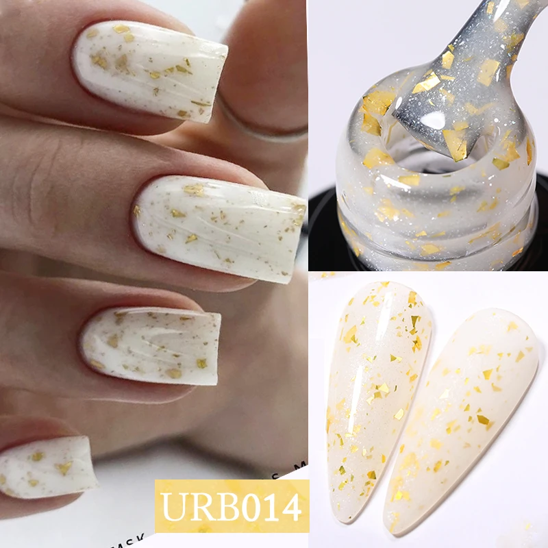 UR SUGAR 7ml Milky Jelly White Gold Glitter Rubber Base Gel Polish Pink Sequins Soak Off UV LED Nail Art Gel Varnish Manicure