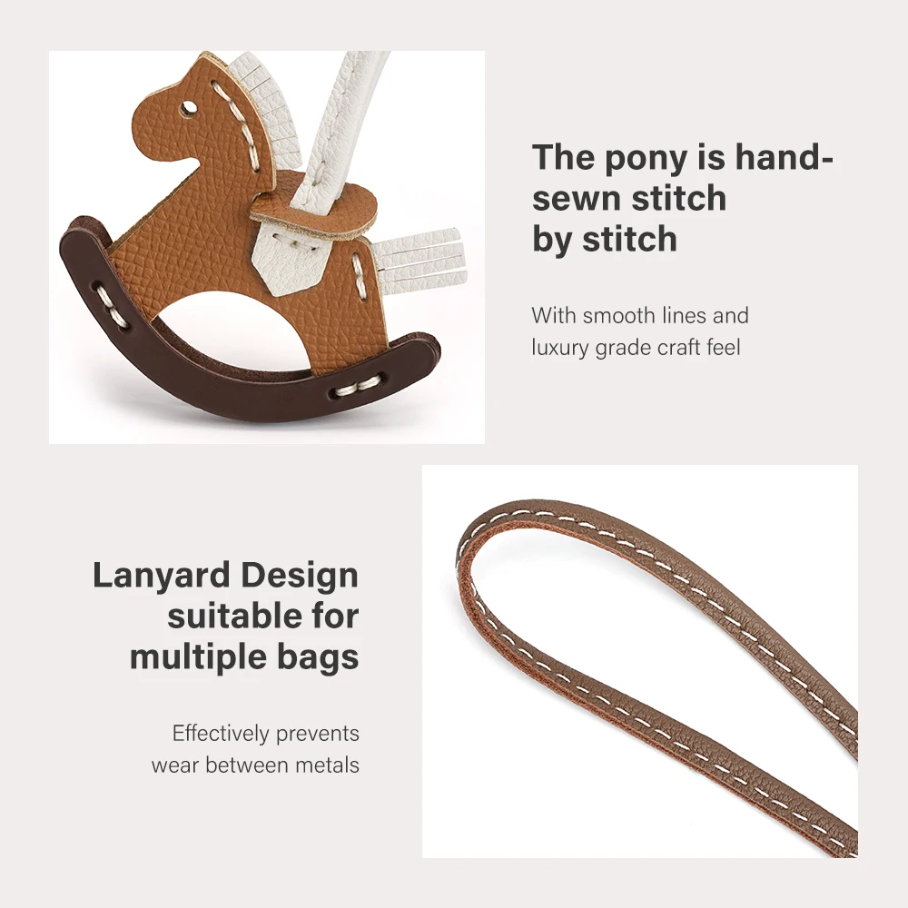 WUTA Leder Charm Taschenanhänger Luxus Pferd Pony Hängeanhänger Niedliches Tier Ornament Geschenktüte Zubehör für Hermes Tasche Handtasche