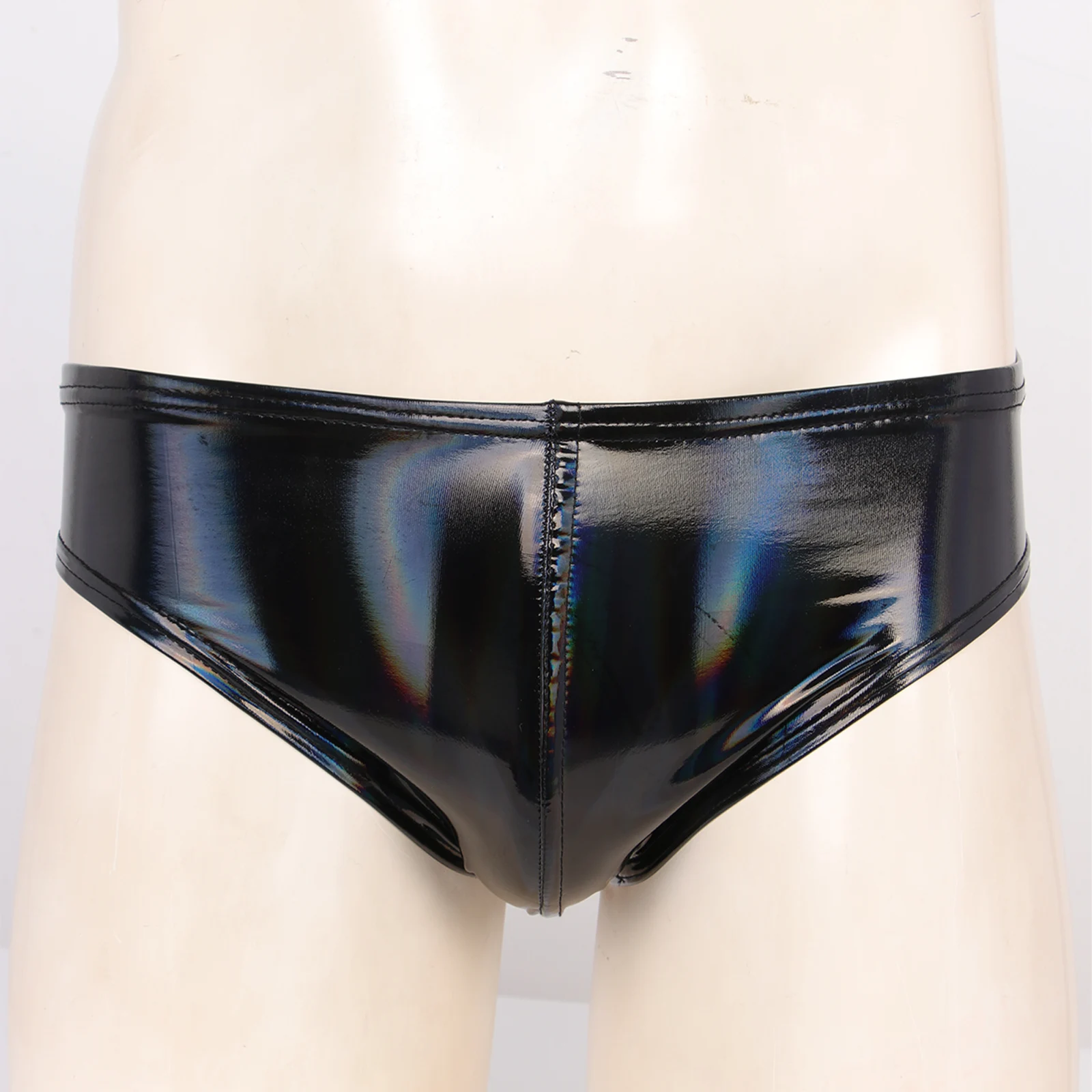 Pole Dancing Hot Shorts Briefs for Mens Wet Look Patent Leather Underwear Sexy Elastic Waistband Underpants Lingerie Clubwear