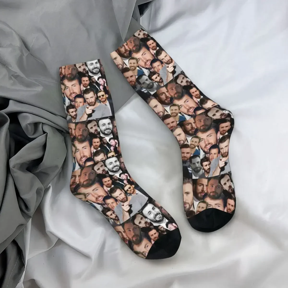 Chris Evans Collage Socks Harajuku High Quality Stockings All Season Long Socks Accessories for Unisex Gifts