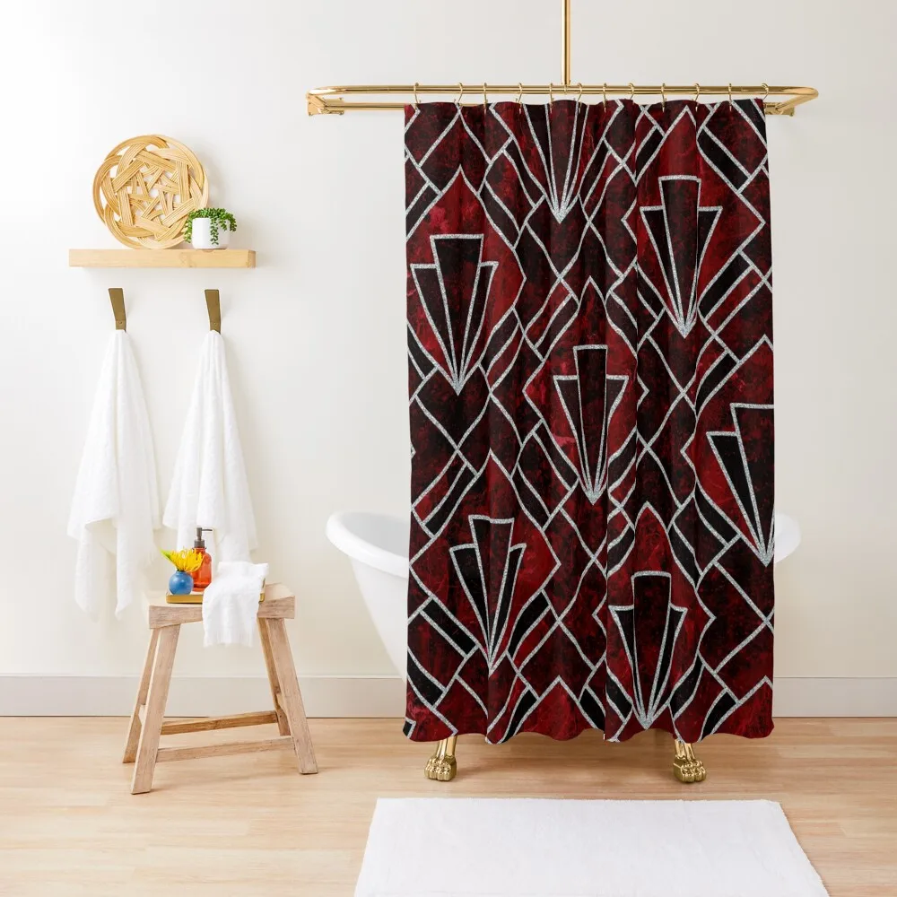 

Red Stone Art Deco Shower Curtain Shower Bathroom Waterproof Bathroom Shower For Curtain