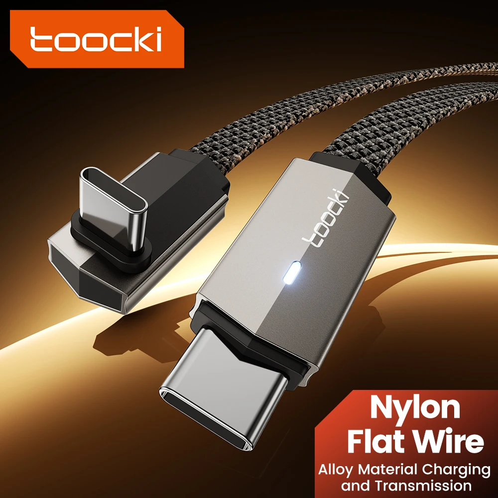 Toocki 90 Degree Elbow Dual Type C to Lighting Data Cable 60W Rapid Flash Charging PD USB C Fast Charge Cord For Iphone POCO