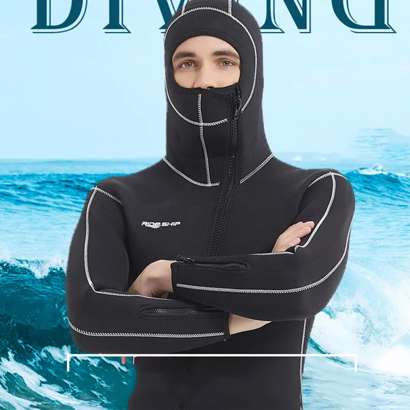 Oulylan Diving Suit  Wetsuit Men\'s Scuba Warm  5MM Neoprene Hooded Split Diving Snorkeling Surfing Spearfishing Suits