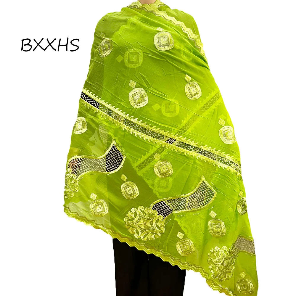 

2024 African Women Hijab Muslim Scarf High Quality Excellent Style Fabric Rayon Cotton Thread Eembroidered Scarf Dubai Chiffon
