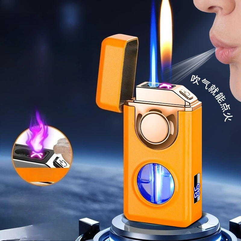 Smart Voice&Motion Activated 3-in-1 Lighter,Triple Flame USBLighter,Multi-Mode Induction Ignition Lighter for Men