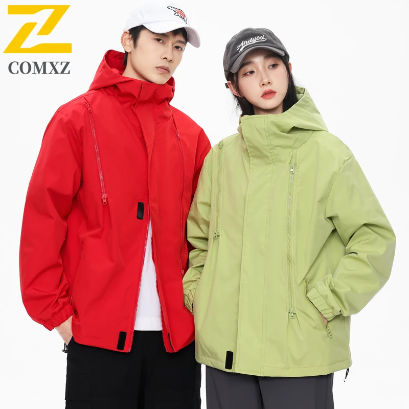 Jaket Tahan Air Tipis Harajuku Uniseks Luar Ruangan Satu Lapis Mantel Mendaki Mendaki Pria Sepeda Memancing Jaket Berkerudung Tahan Angin