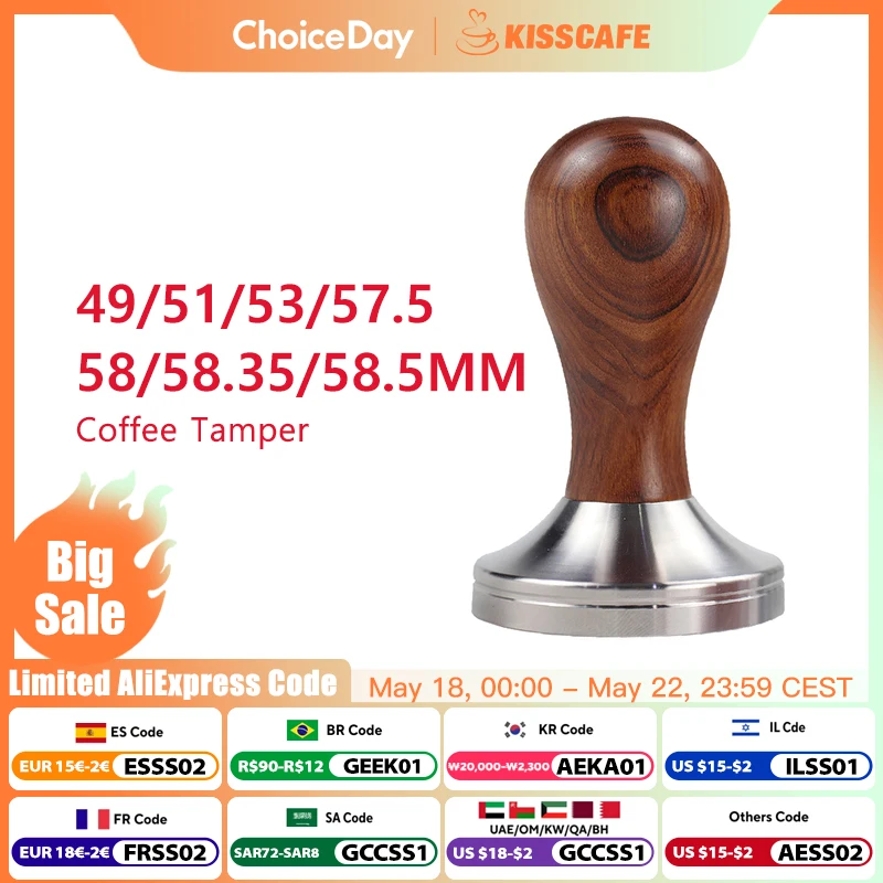 

Coffee Tamper 51mm 53mm 58.5mm For Delonghi Breville Portafilter Stainless Steel Espresso Macker Accessories Barista Tool Goods