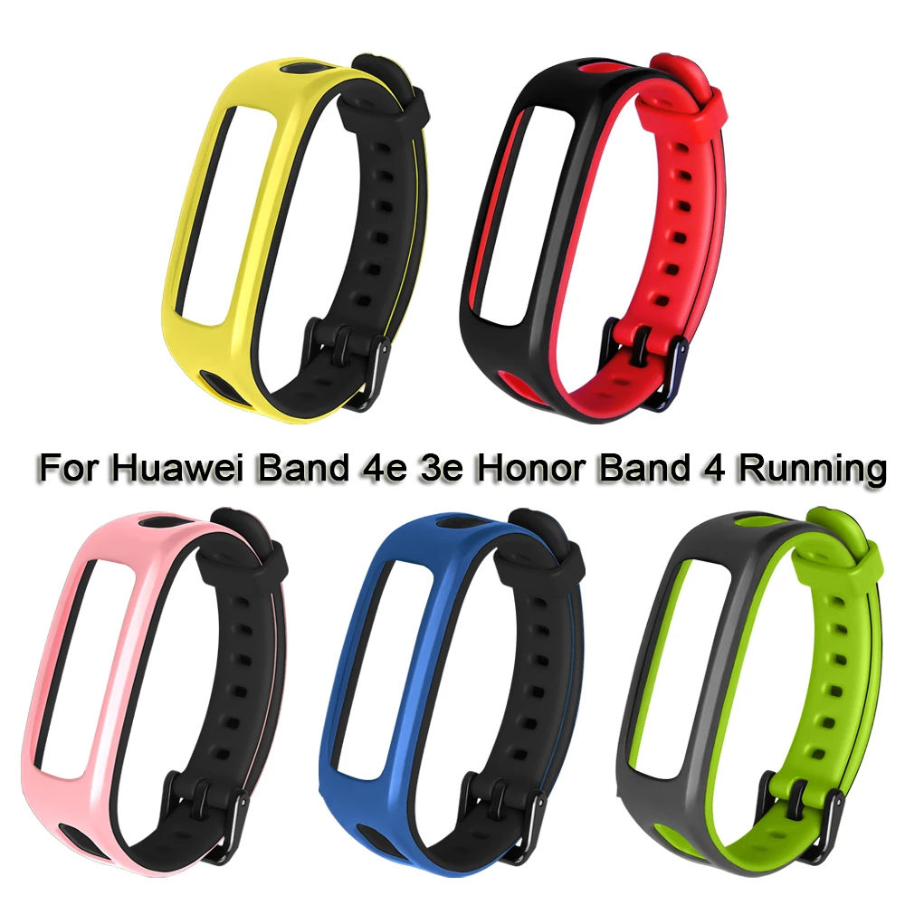 Pulseira de silicone macio para relógio inteligente, pulseira colorida para huawei band 4e 3e honra banda 4 running