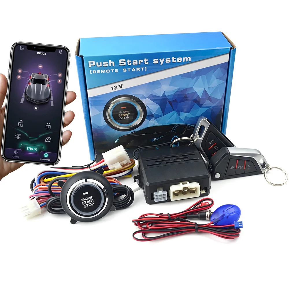 Universal Car Alarm Bluetooth PKE Keyless Start System APP Remote Startup Control Negative Trigger Central Lock Accessories