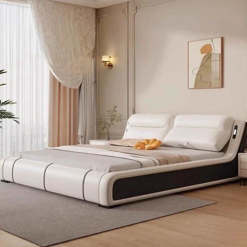 Bedroom Furniture Queen Beds 150x200 180x200 200x220 Cm Luxury Leather Multifunctional Double Bed 2 People Full Size Bed Frame