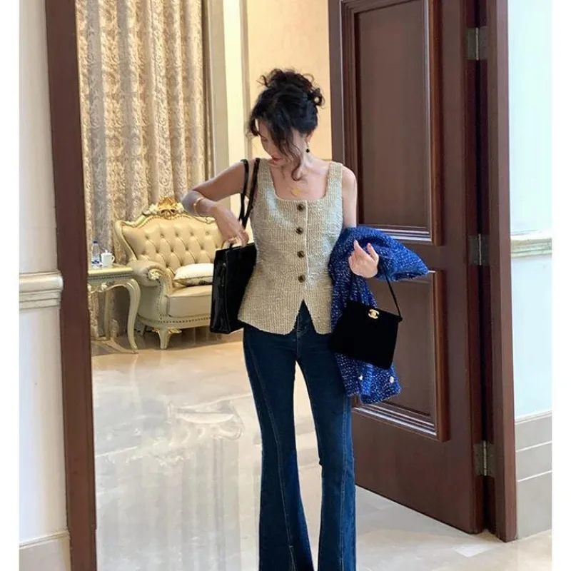 سترة أزياء فرنسية للنساء ريترو نحيفة متعددة الاستخدامات بدون أكمام #3