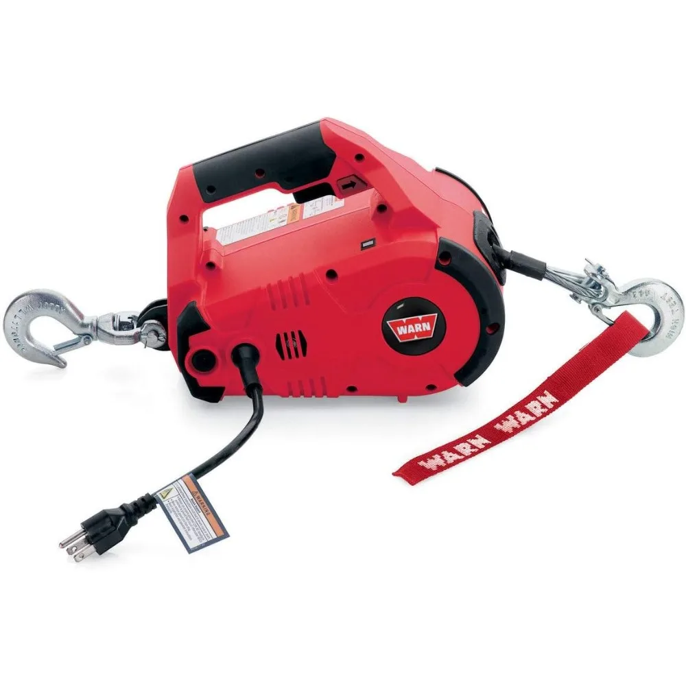 

Portable Electric Winch with 1/2 Ton Steel Cable, 120V AC, Red