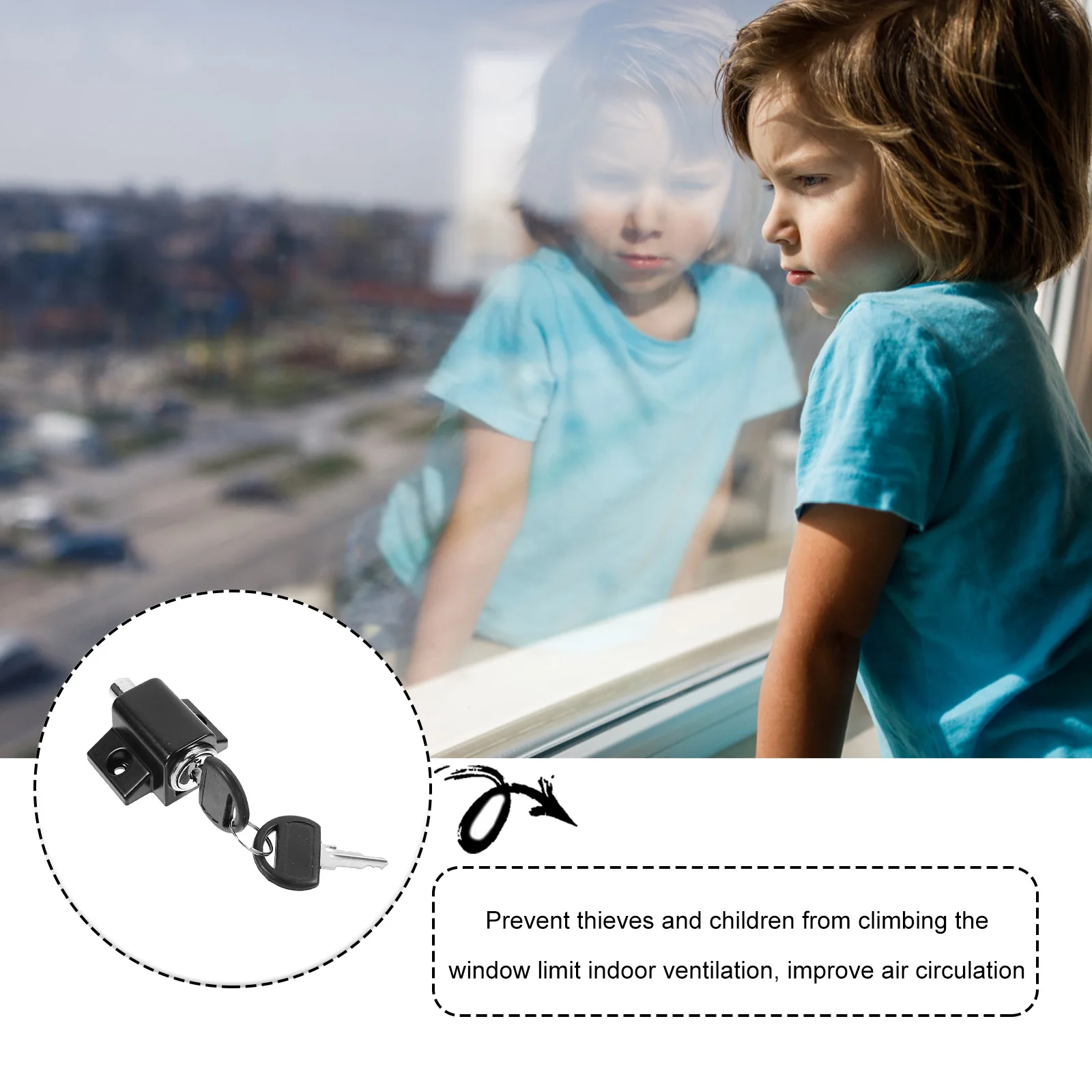 

Window Lock Limiter Locks Sliding Stopper Door Safety with Key Childproof Security