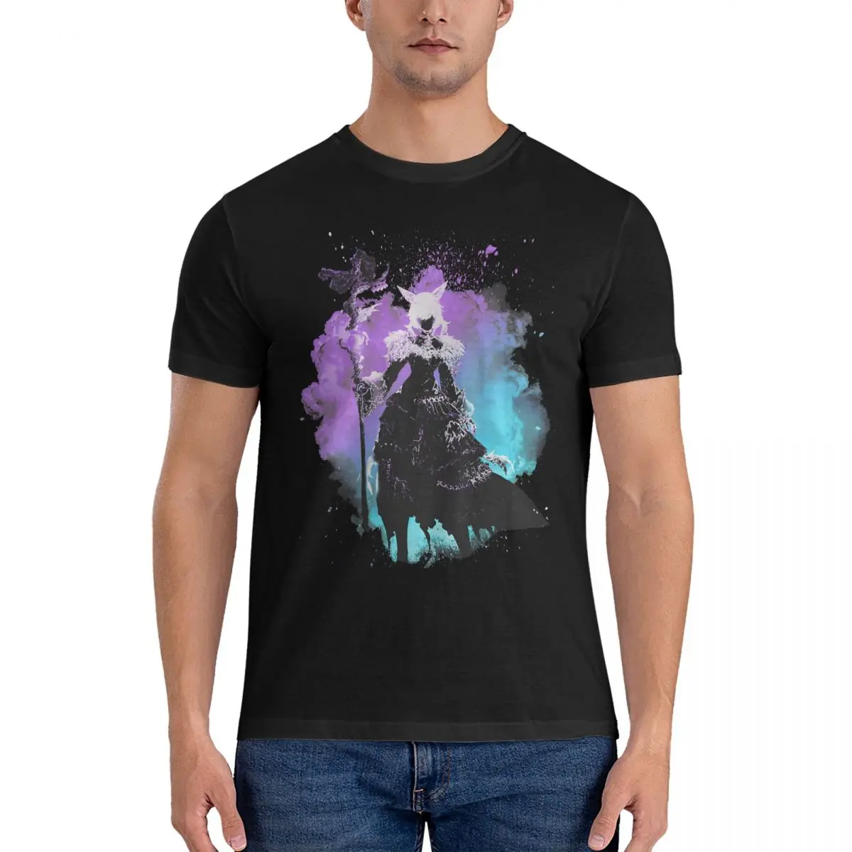 Casual Soul Of The Sorceress T-Shirt for Men O Neck 100% Cotton T Shirt Final Fantasy Short Sleeve Tee Shirt Graphic Clothes