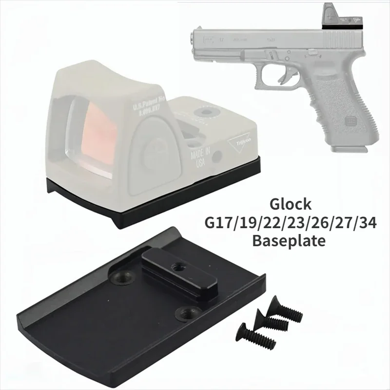 Reflex Sight Plate Base Mount, Glock G17/19/22/23/26/27/34 Baseplate Adapter,Compatible with Glock Pistol RMR VISM Red Dot Sight