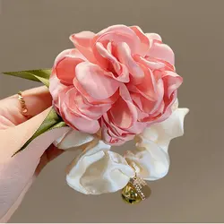 Vintage Big Flower Hair Ring Headband Girls Korea Elastic Rubber Band Hair Rope for Women Ponytail Tie Hair Accessories