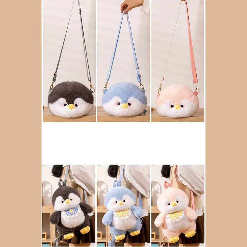 

Cute Penguin Plush Crossbody Bag Soft Fluffy Animal Shoulder Bag For Girl Casual Daily Use Cartoon Handbag With Adjustable Strap
