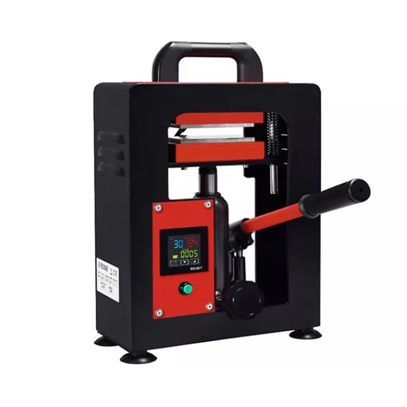 600W 10Ton Manual Hydraulic Rosin Heat Press Dual Plates Heating Presser Oil Wax Extraction Tool for Hot Stamping Pattern 6*12cm
