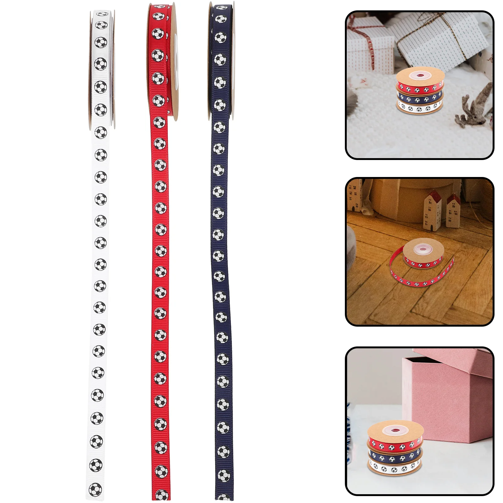 

3 Rolls Cloth Graduation Gift Ribbon DIY Craft Printed Volleyball Pattern Ribbon for Gift Wrapping Cake Bouquet Sewing