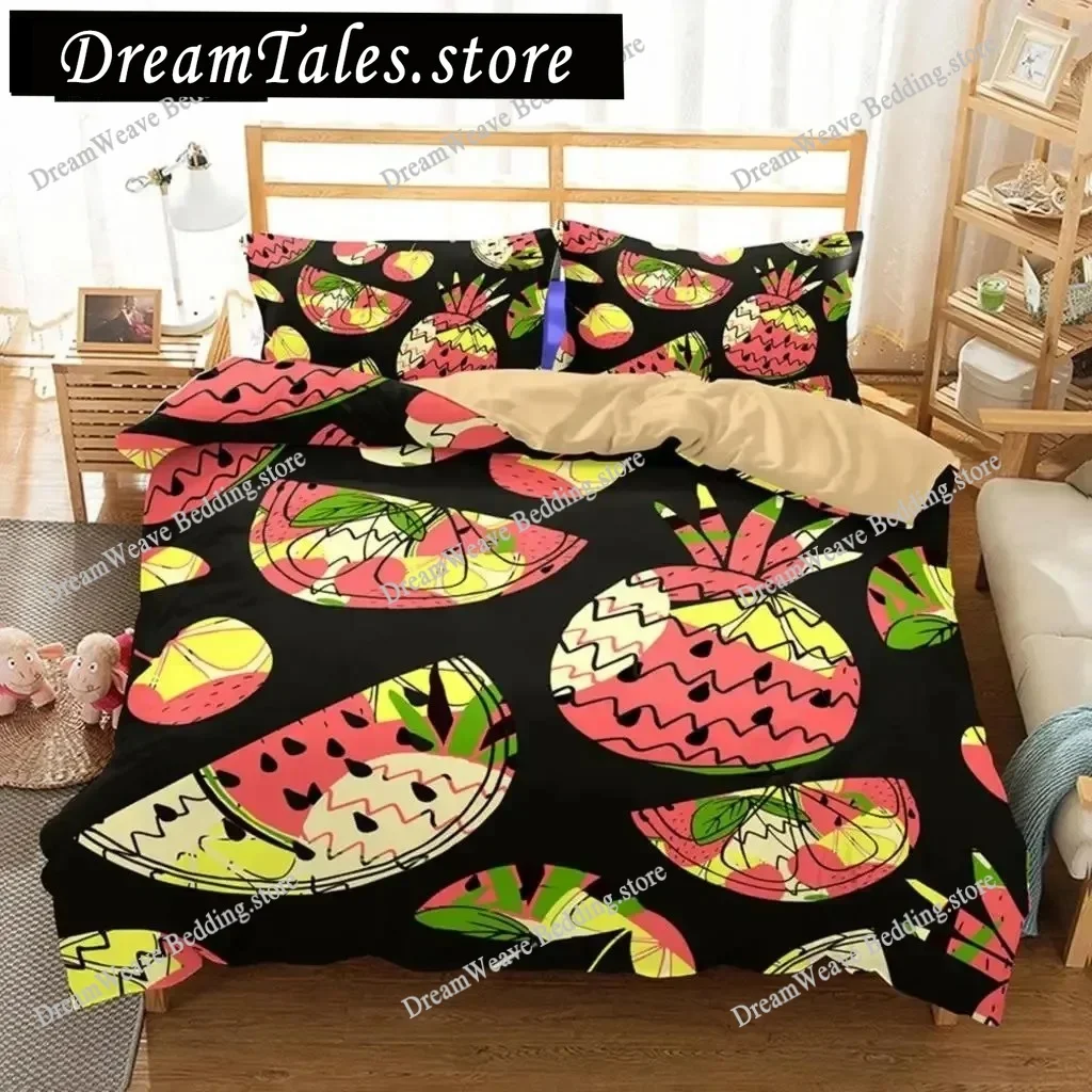 

Pineapple Duvet Cover Set Queen Size Microfiber Kid Colorful Twin Bedding Set Fruit Theme Hello Summer Comforter Quilt Cover
