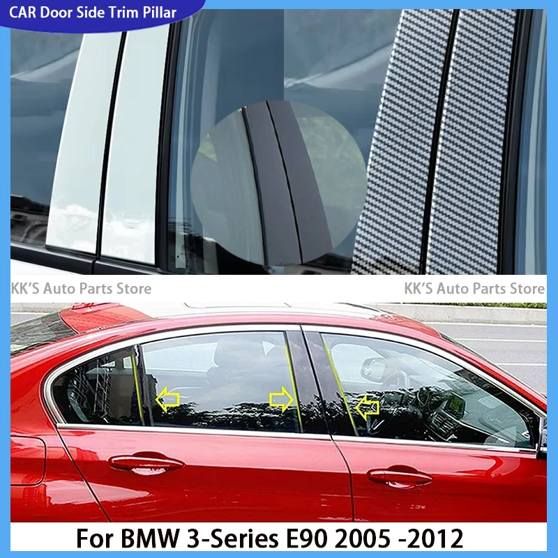 

For BMW 3-Series E90 2005 2006 2007 2008 2009 2010 2011 2012 Gloss Black Pillar Posts Door Side Moulding Panel Sticker Cover