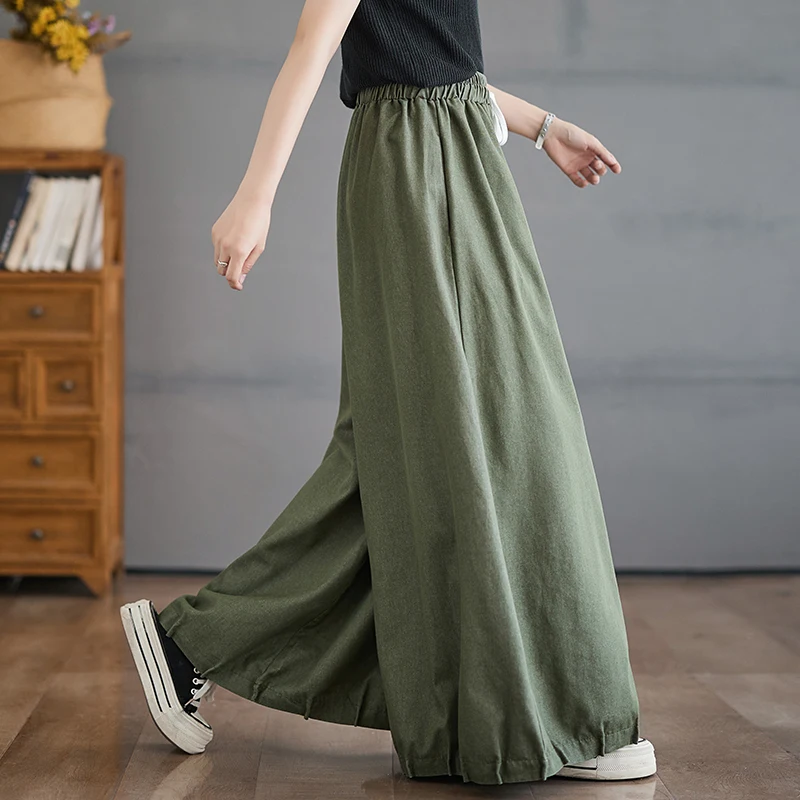 

Широкие джинсовые брюки с высокой талией, женские свободные потайные утягивающие повседневные брюки-фонарики, юбка, брюки больших размеров, хлопок, полиэстер