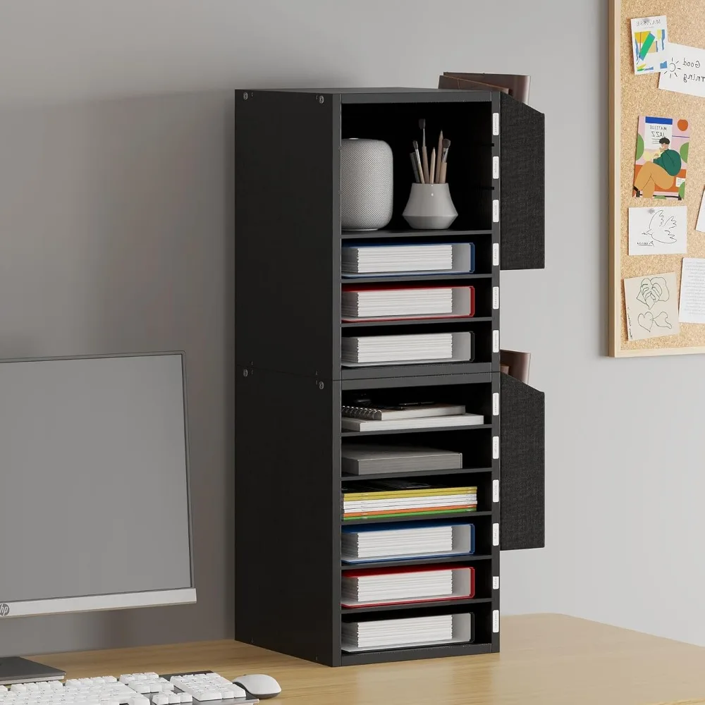 Literature Organization Paper Storage Slot, 6 Tier Adjustable Countertop Mail Sorter, Mailboxes with Name Slots Filing Cabinets