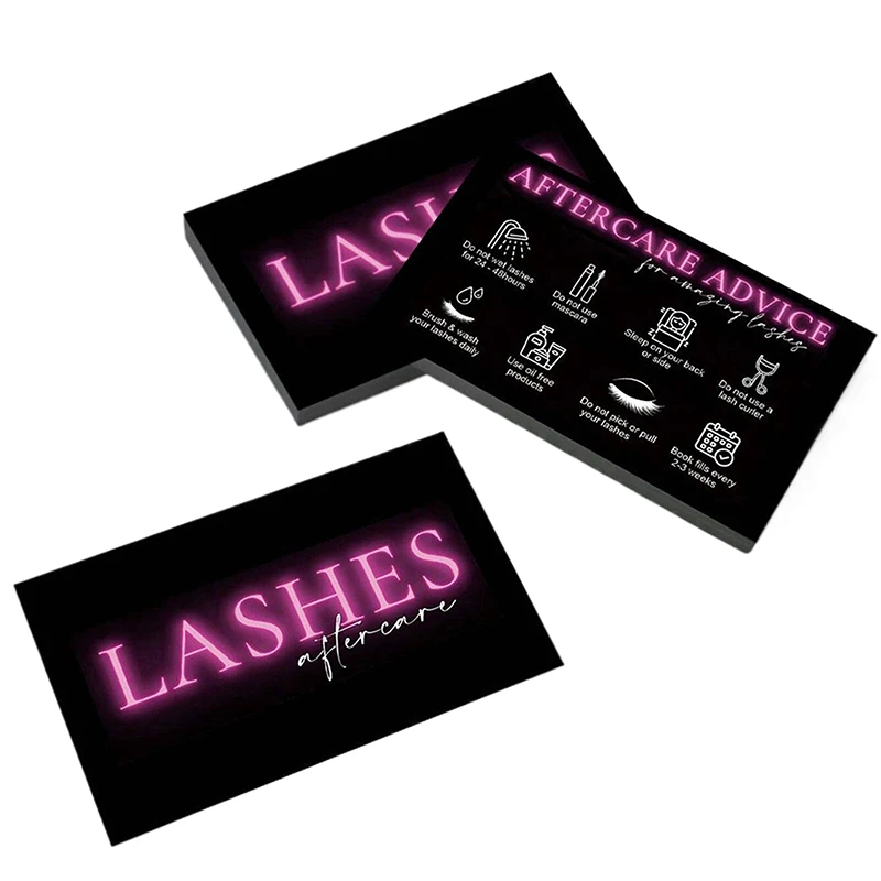 50Pcs Eyelash Card Lash Extension Aftercare Card Small Lash Business Card Loyalty Card Factory Supplier