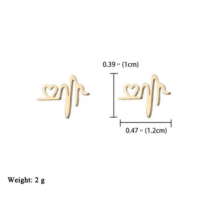 Fairladyhood ECG الأذن ترصيع أنيق ذهبي فضي اللون الفولاذ المقاوم للصدأ ضربات القلب أقراط للنساء فتاة الحد الأدنى مجوهرات 2018