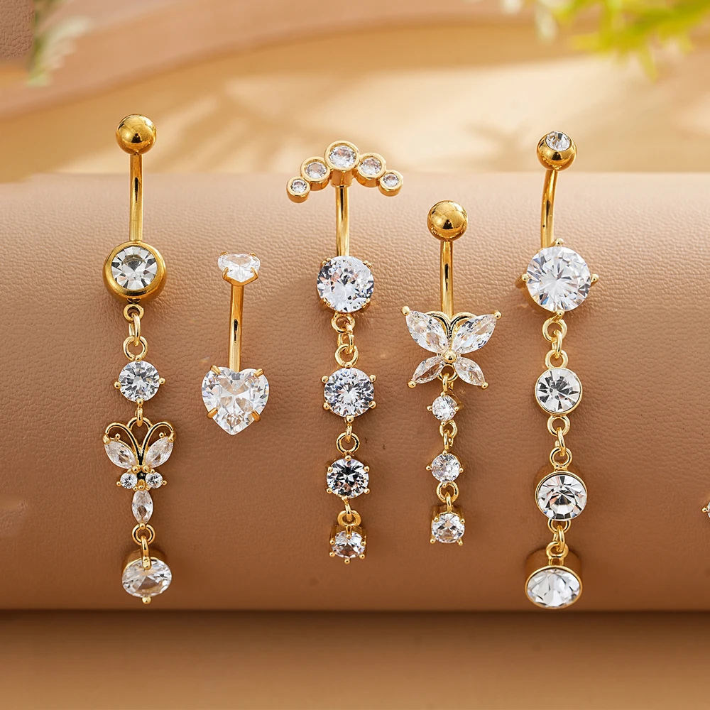 3-5pcs Mixed-Style Sets Dangle Belly Button Rings