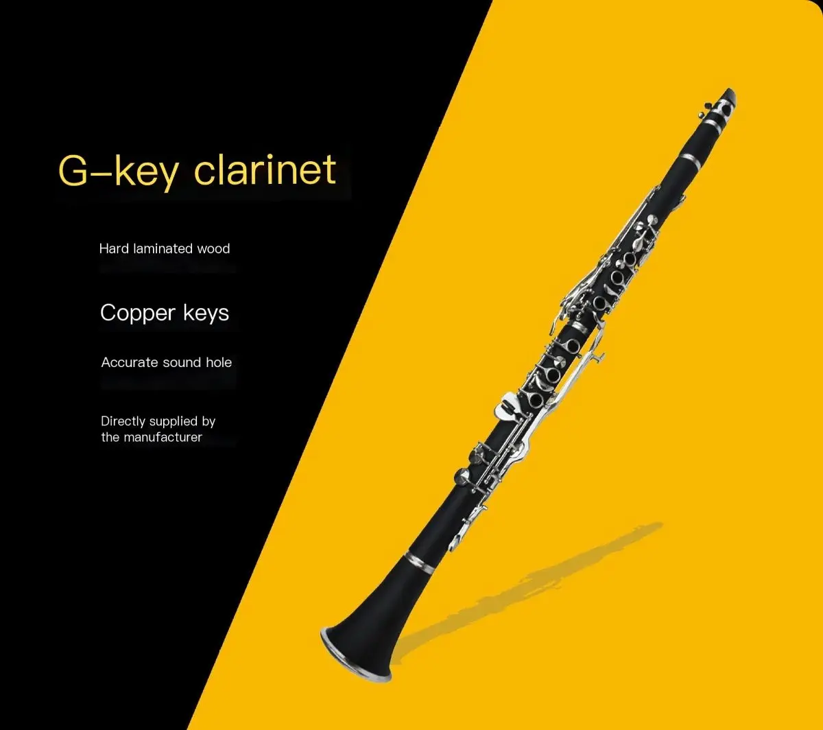 Clarinet G key, 20 keys, laminated wood, black pipe, gift, Western wind instrument, performance, wind instrument