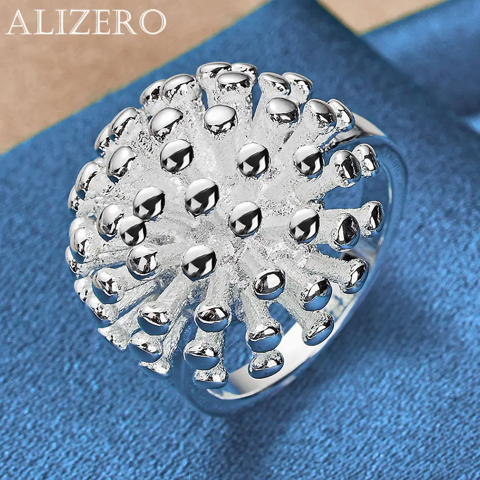 ALIZERO 925 Sterling Silver Rings Round Coral Ring For Women Engagement Rings Eternity Ring Wedding Band Jewelry Gifts