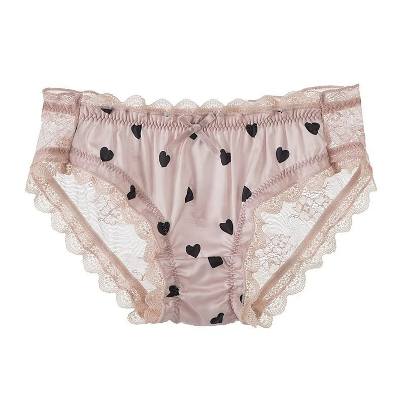 

Pure Desire Wind Sexy Lace Love Personalized Underwear Women's Pure Cotton Crotch Summer Women's Low Waist Hip Briefs Breathable