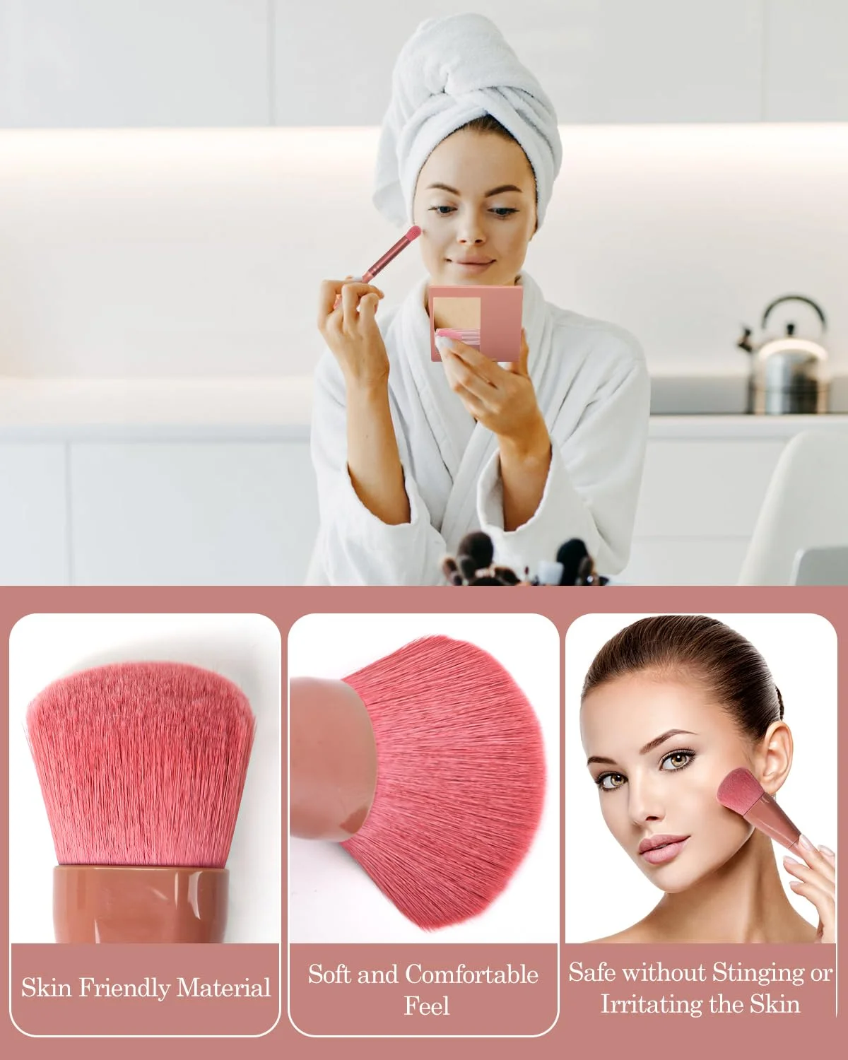 5pcs Mini Complete Function Cosmetic Brushes with Mirror Shell Portable Travel Makeup Brush  With mirror Set